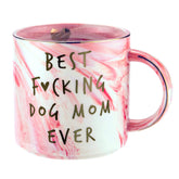 Pink marble ceramic mug for dog mom gifts