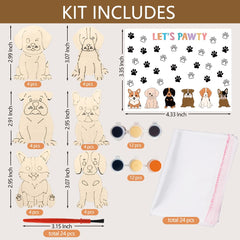 Dog party favors 24 pcs wooden painting craft kit components