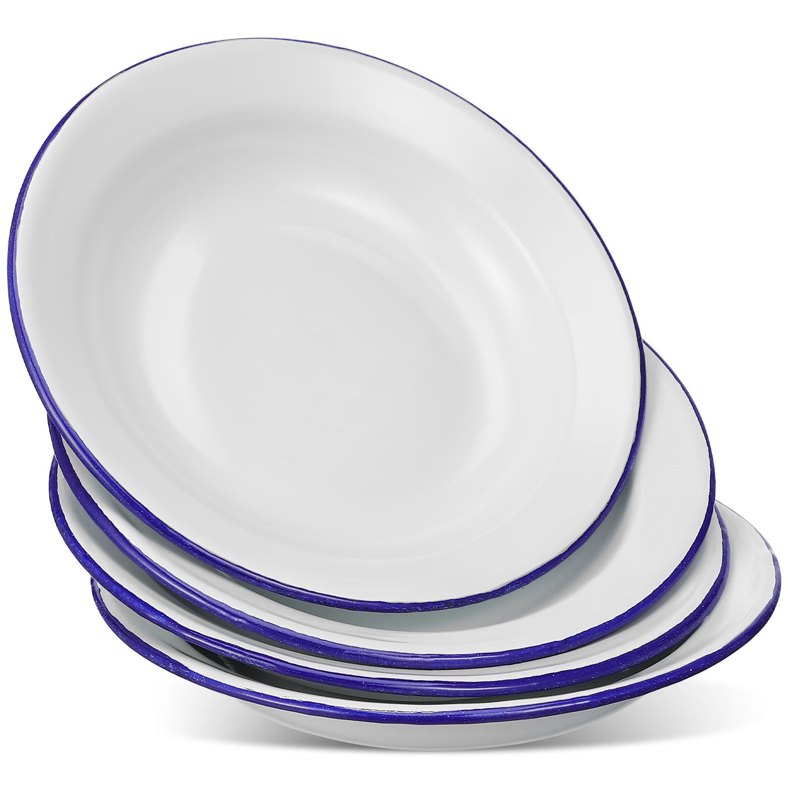 DOITOOL enamel plates 4 pack with blue rim