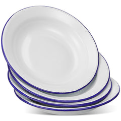 DOITOOL enamel plates 4 pack with blue rim