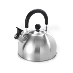 Dominion 2.1 quart kettle on stove with brushed satin finish