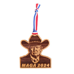 Donald Trump Ornament cherry wood size 3.25 by 3.75 inches