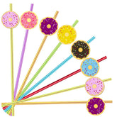 24 piece Donut Crazy Rainbow Straws set in six colors