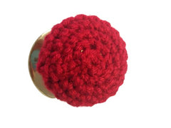 Red crochet door knob cover