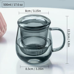 Borosilicate glass teacup 520ml for loose leaf tea