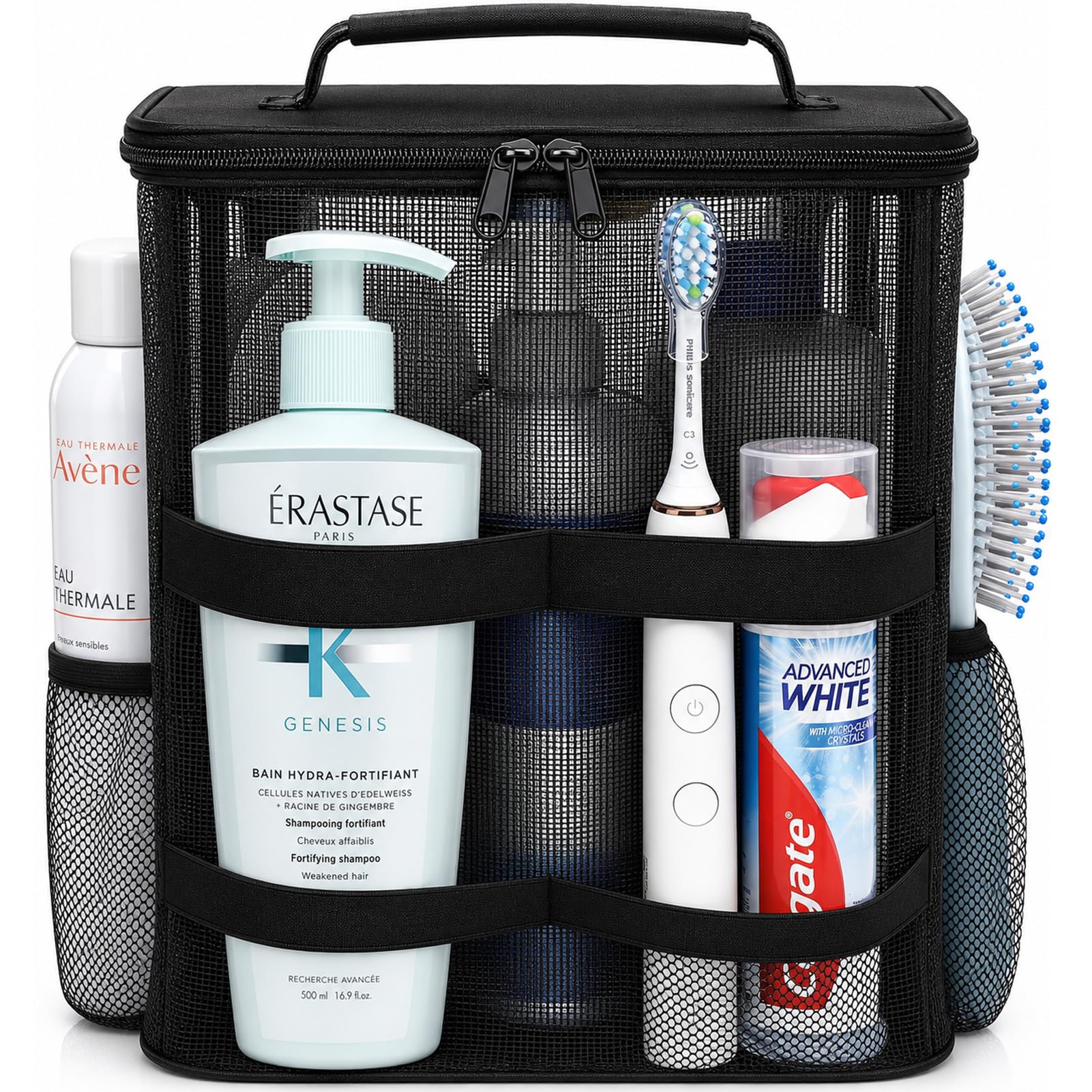 Dorm Room Essentials for Guys Girls mesh shower caddy main compartment