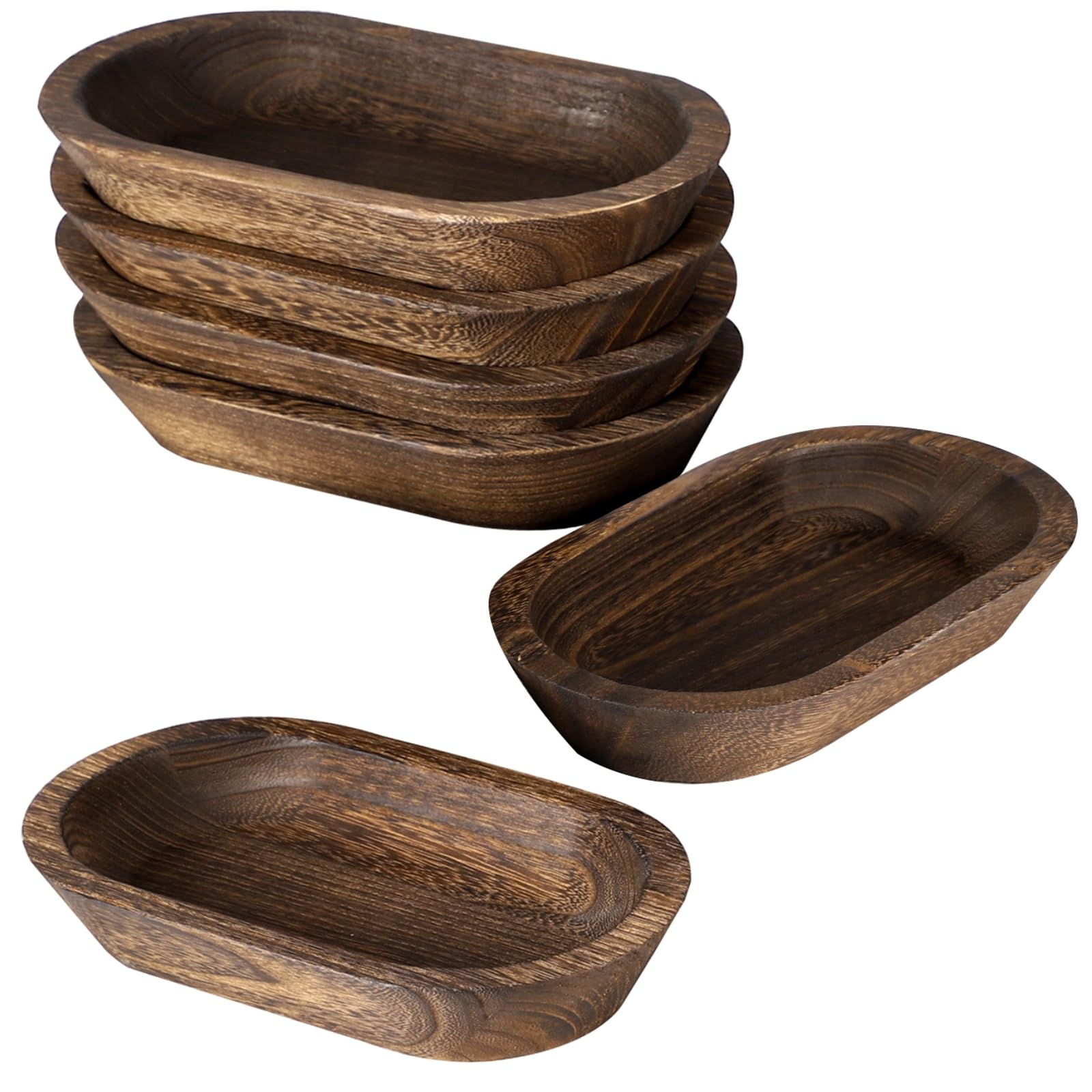 dormiya 6-pack wooden dough bowls oval 9.4 x 5.5 x 1.6 inch