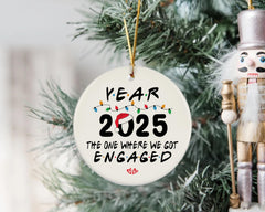 Gold string attached ornament for holiday decor