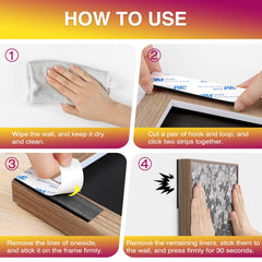 Double sided tape holds on wood plastic metal fabric surfaces