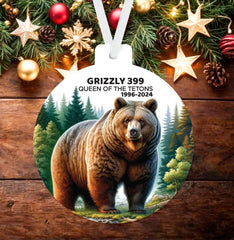 Double sided ornament featuring wildlife memorial theme