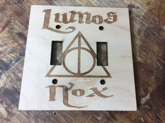 Double switch cover made from maple ply by Lumos Nox