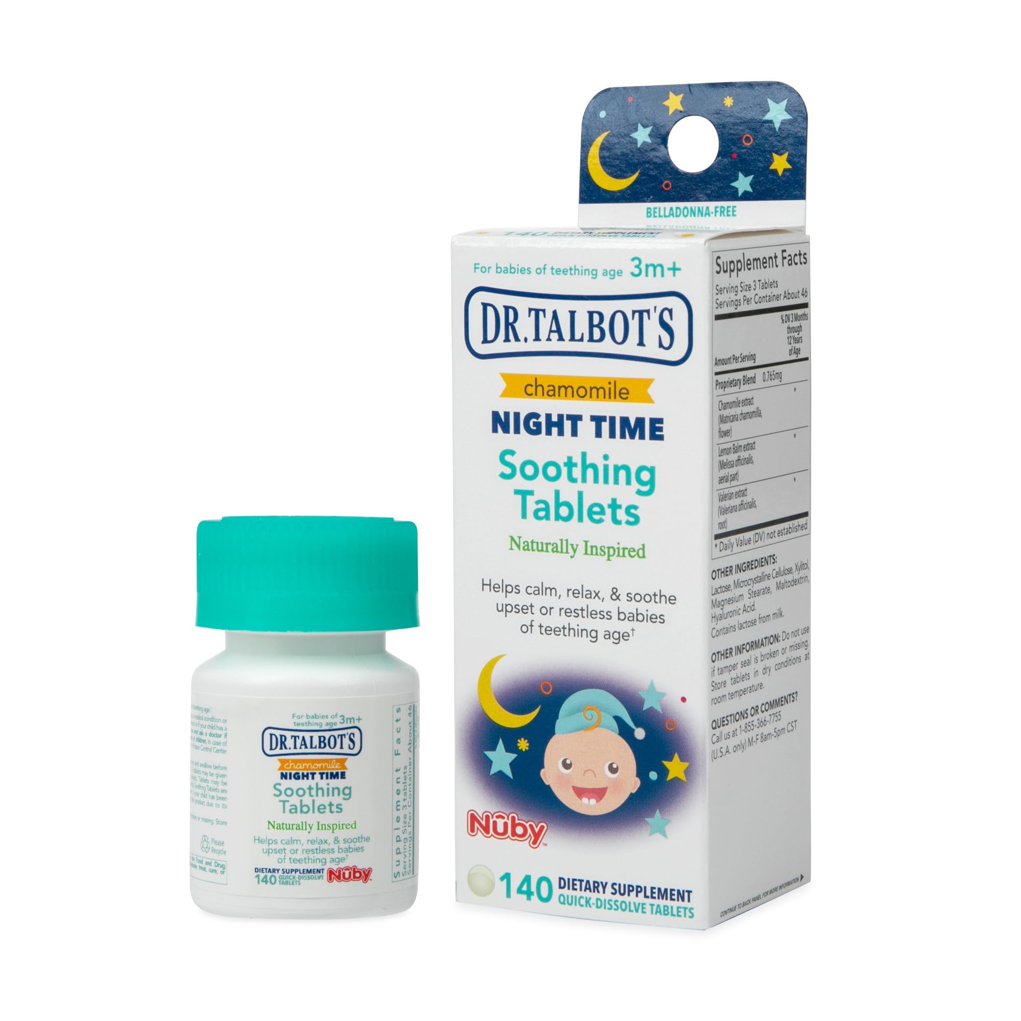 dr talbots nighttime chamomile soothing tablets babies 140 count bottle
