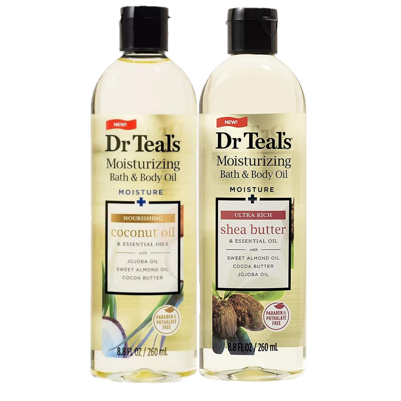 Two 8.8oz Dr Teals Ultra Rich Shea Butter B&B Oil and Nourishing Coconut Oil