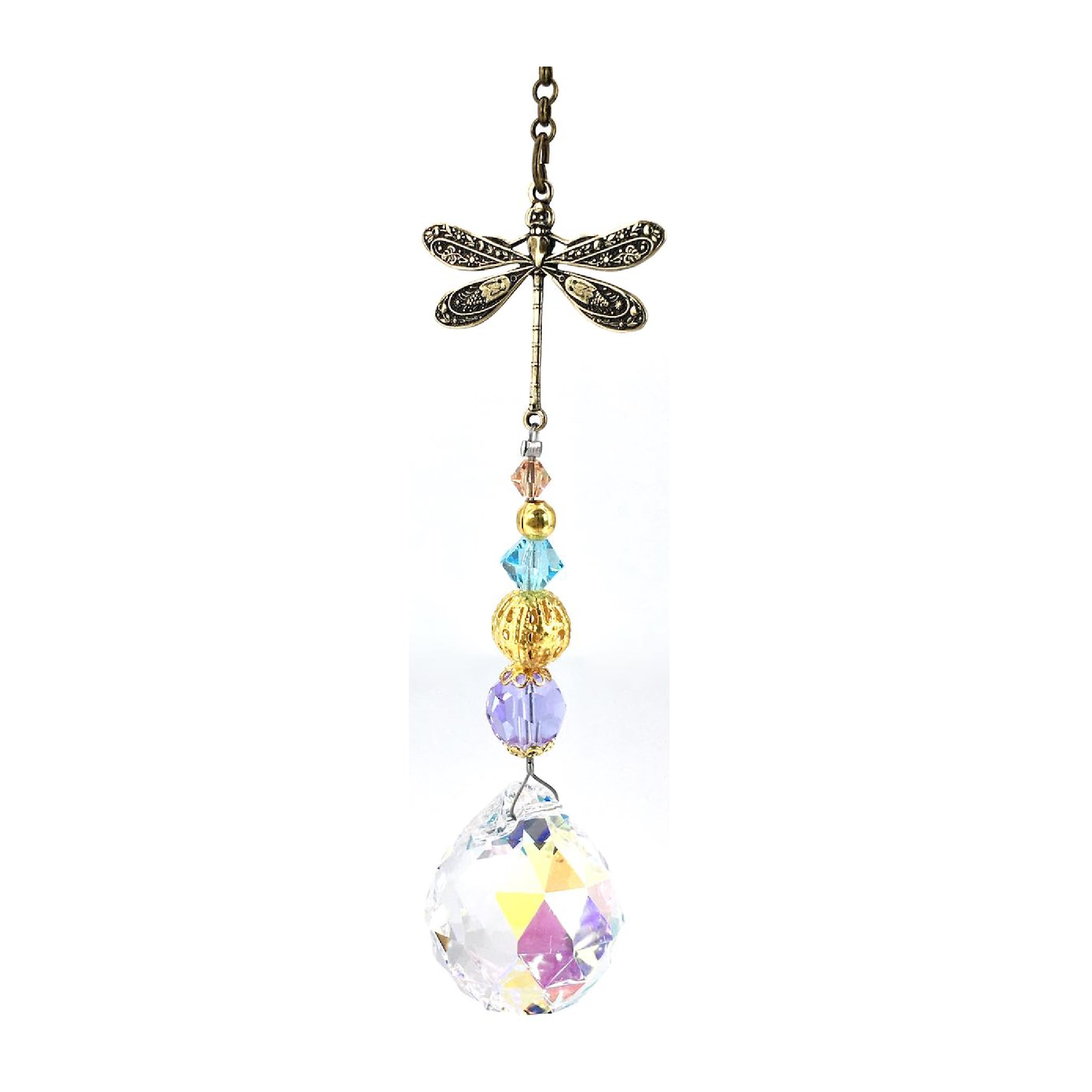 Dragonfly sun catcher with 20mm AB Asfour crystal sphere