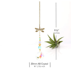 Dragonfly crystal sun catcher 9.5 inch hanging length