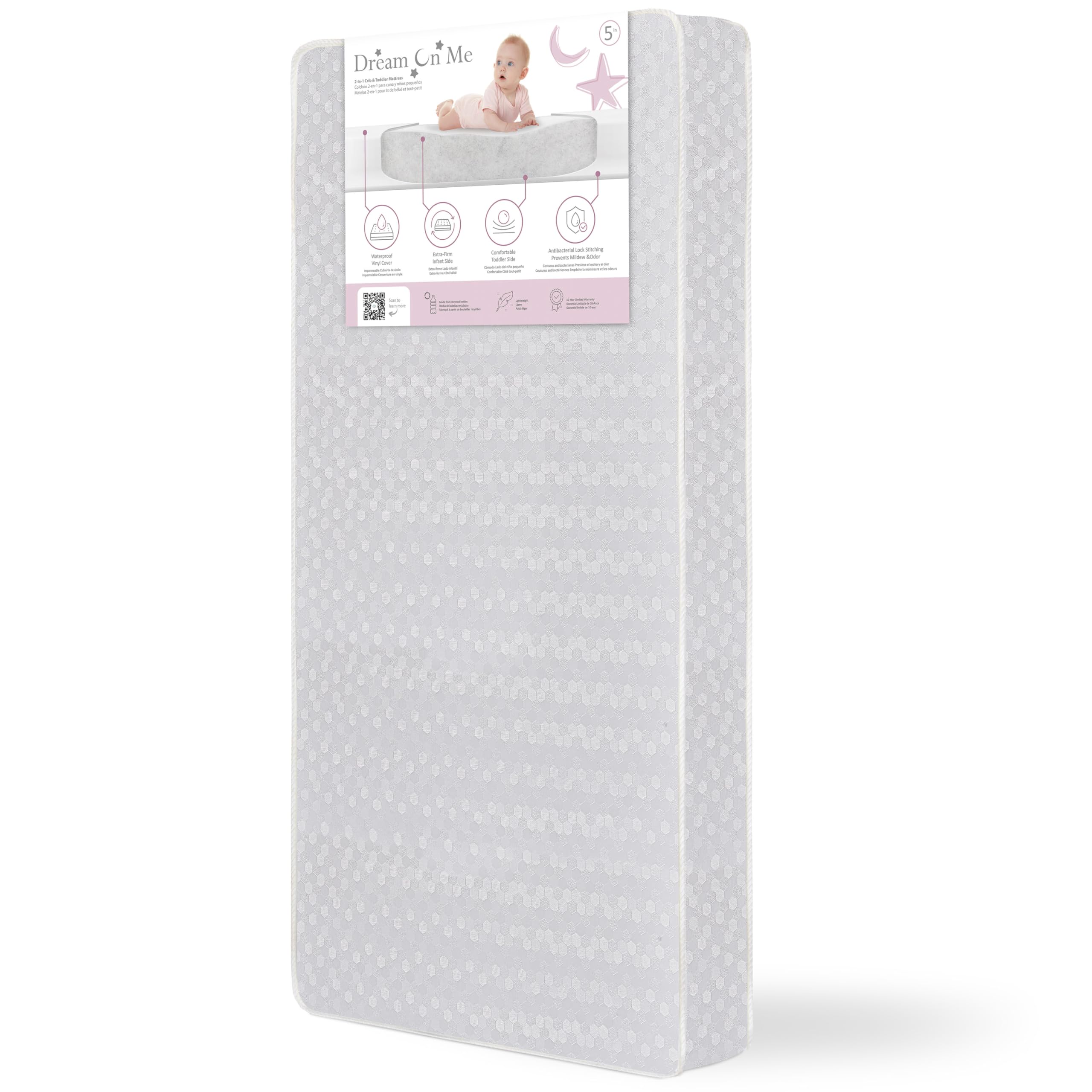 Dream On Me Honeycomb orthopedic mattress with white honeycomb vinyl cover