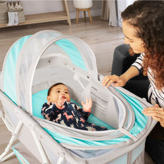 Karley Bassinet blue grey foldable design