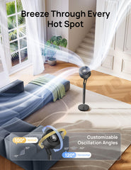 DREO standing fan 3D oscillation 120° horizontal 100° vertical