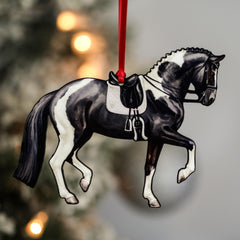 Classy Equine dressage ornament glossy front 3in tall