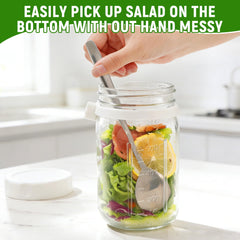 Transparent glass salad jar with measurement marks