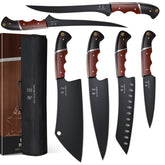 DRGSKL 6 piece kitchen knife set with walnut handle chef knife