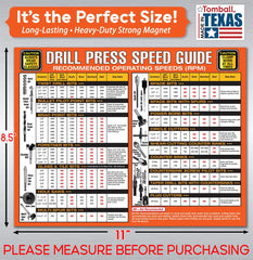 Speed guide magnet with drill press RPM reference