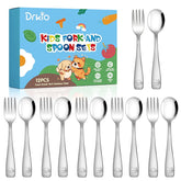 DRKIO 12Pcs Stainless Steel Toddler Utensils forks and spoons