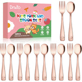 DRKIO 12Pcs toddler utensils set forks and spoons rose gold