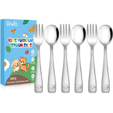 DRKIO 6Pcs toddler utensils set with kid forks and spoons