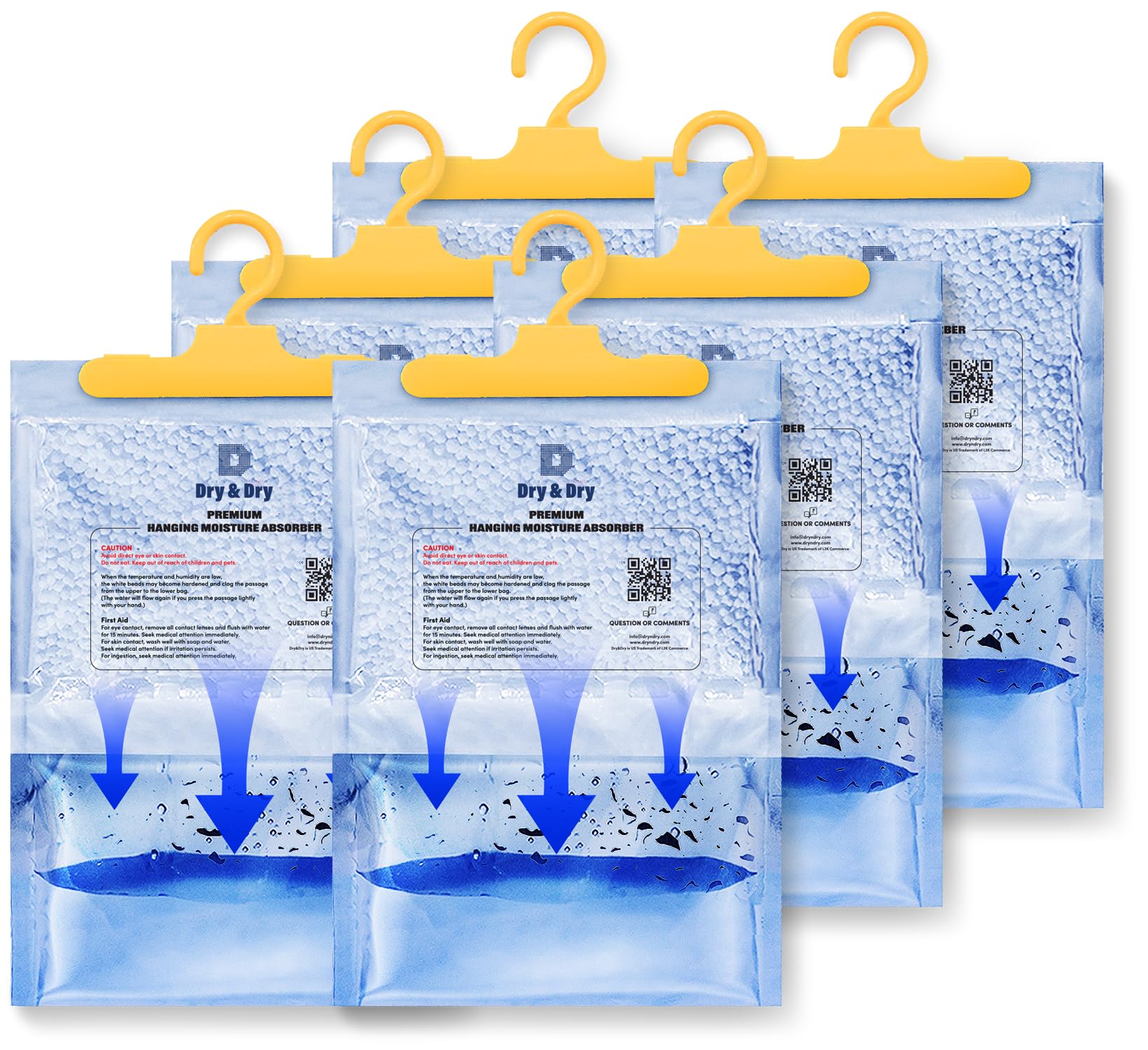 Dry & Dry moisture absorbers six packs net 7 oz per pack in storage bags