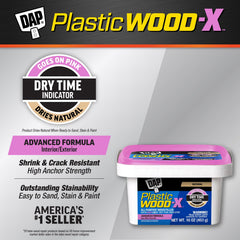 DryDex pink indicator on DAP wood filler for dry time