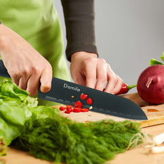 Dsmile serrated bread knife black coating