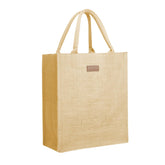 Dual Dou jute burlap 3 bottle wine tote front view
