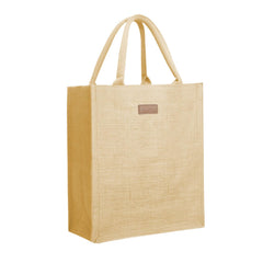 Dual Dou jute burlap 3 bottle wine tote front view