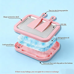 Two scrapers included with rolling ice cream tray set