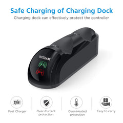 Dual USB ports charging two PS4 controllers