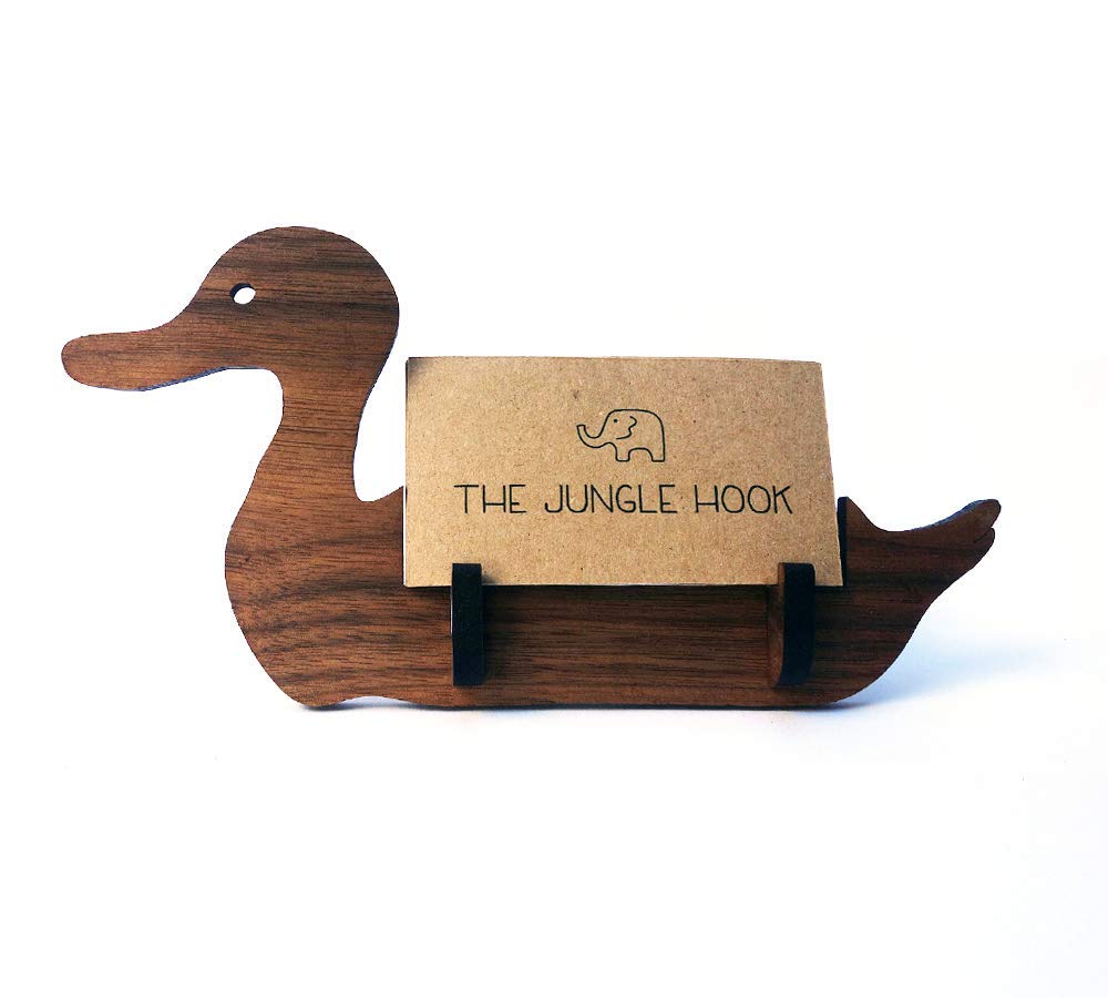 Duck business card holder made from solid walnut wood