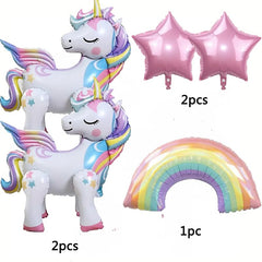 Pink star balloons 2pc for unicorn party