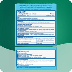 Dulcolax stool softener capsule bottle label