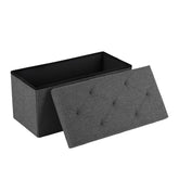 DUMOS 30in foldable storage ottoman bench grey padded seat