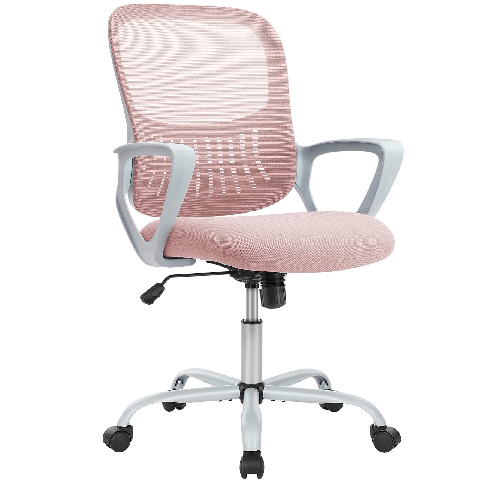 DUMOS pink mid back ergonomic mesh home office chair