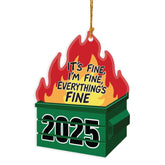 Dumpster Fire Christmas Ornaments 2025 hanging ornament for Christmas tree decor