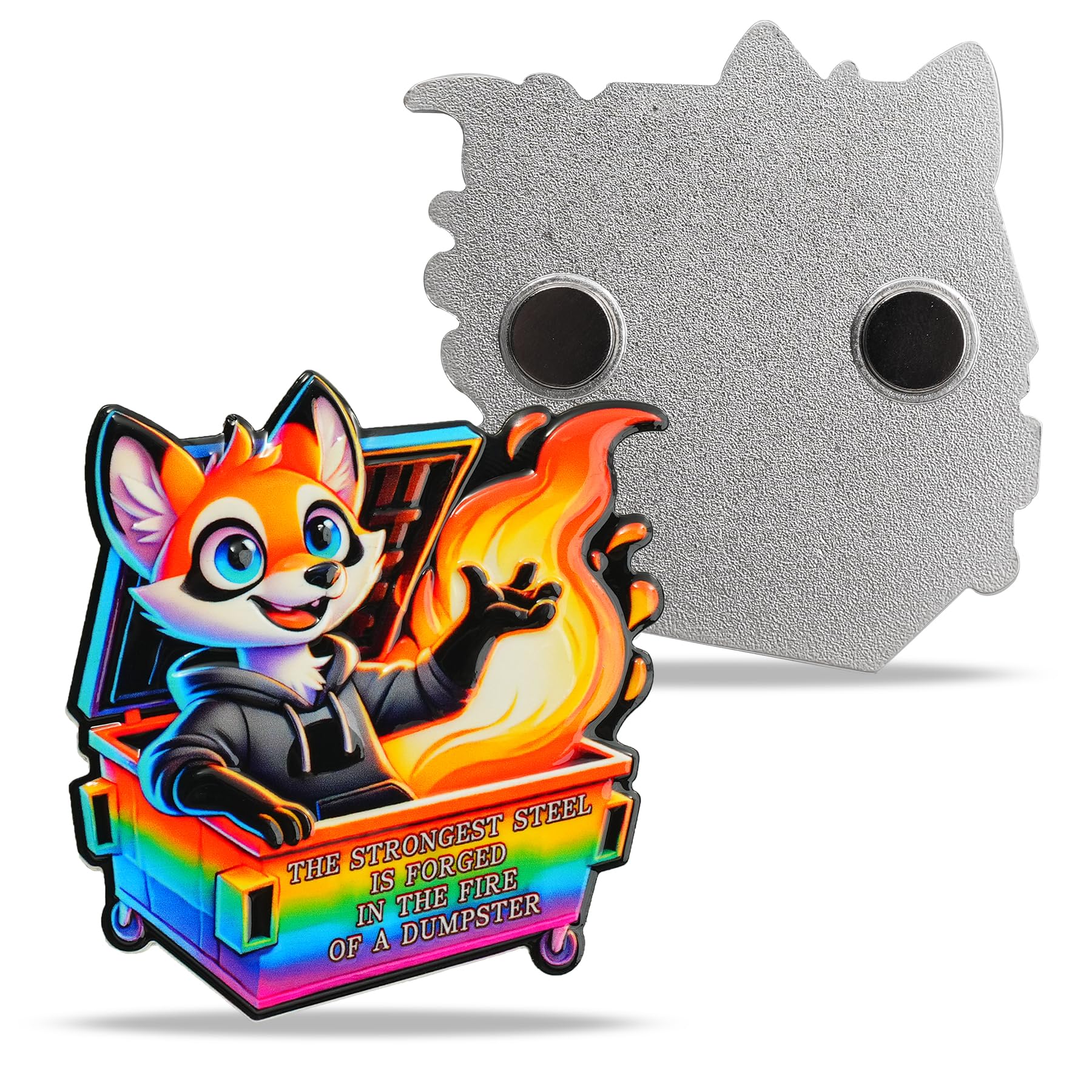 Dumpster Fire Fox fridge magnets 2.52 x 2.52 inches