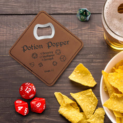 Potion Popper coaster for D&D tabletop use