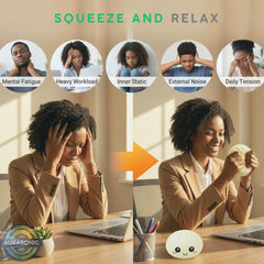 Cute desk accessory featuring a white dumpling squishy on a desk