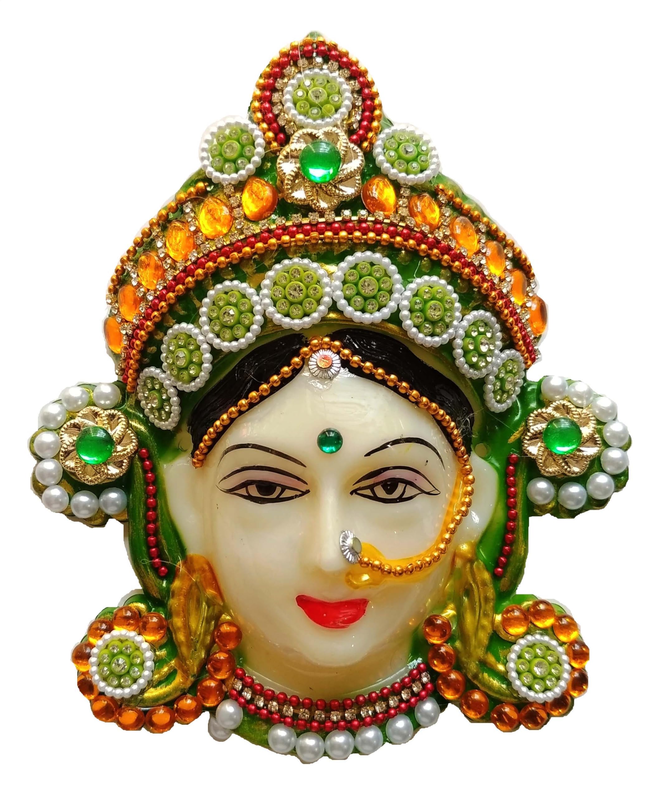 Durga Maa Face Temple Decor poly fiber Mukhota 7x5 inches