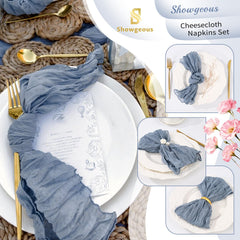 Dusty blue cheesecloth napkins 10 pack by Showgeous