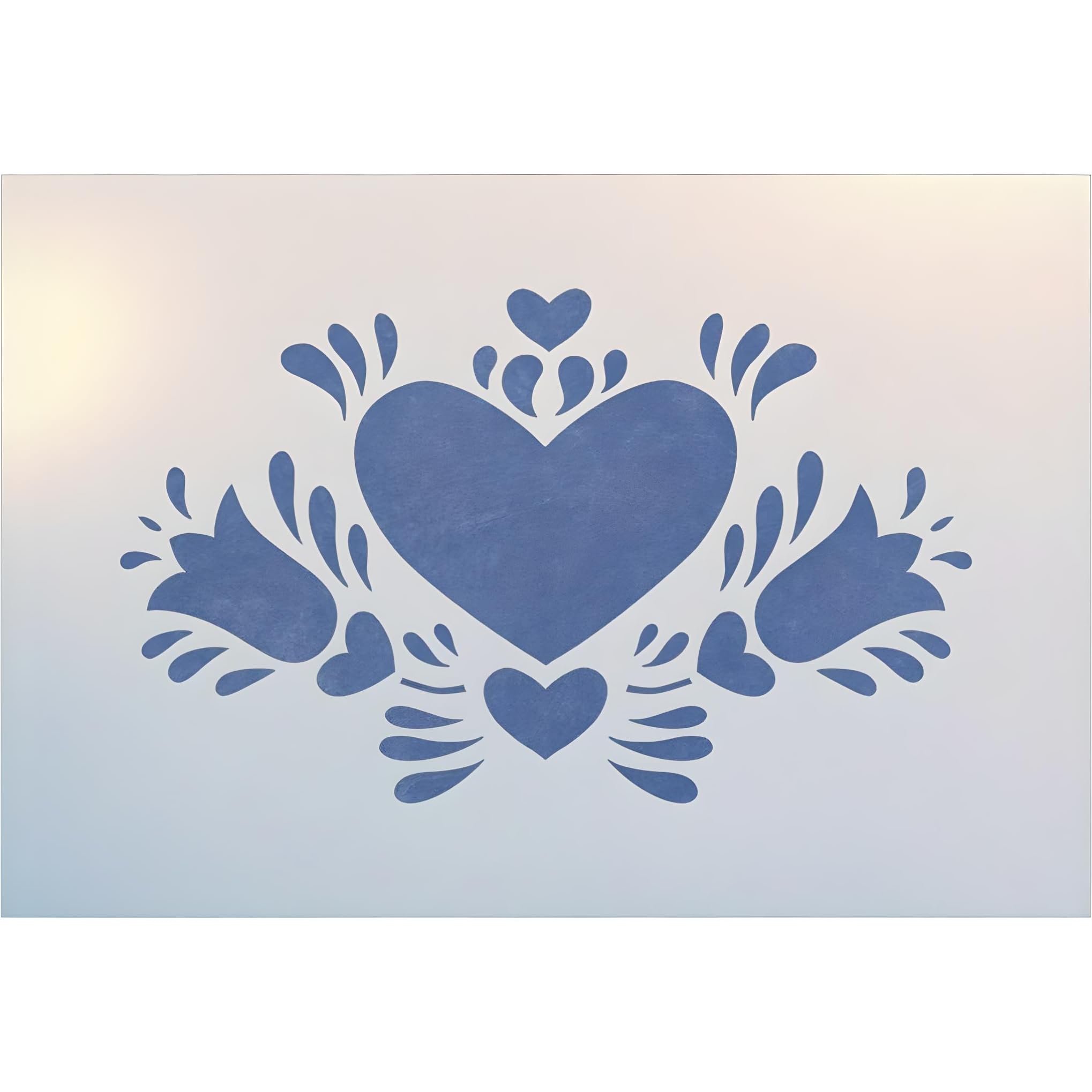 Dutch Heart 2 Stencil Template 6.8 x 4 inch Mylar reusable stencil