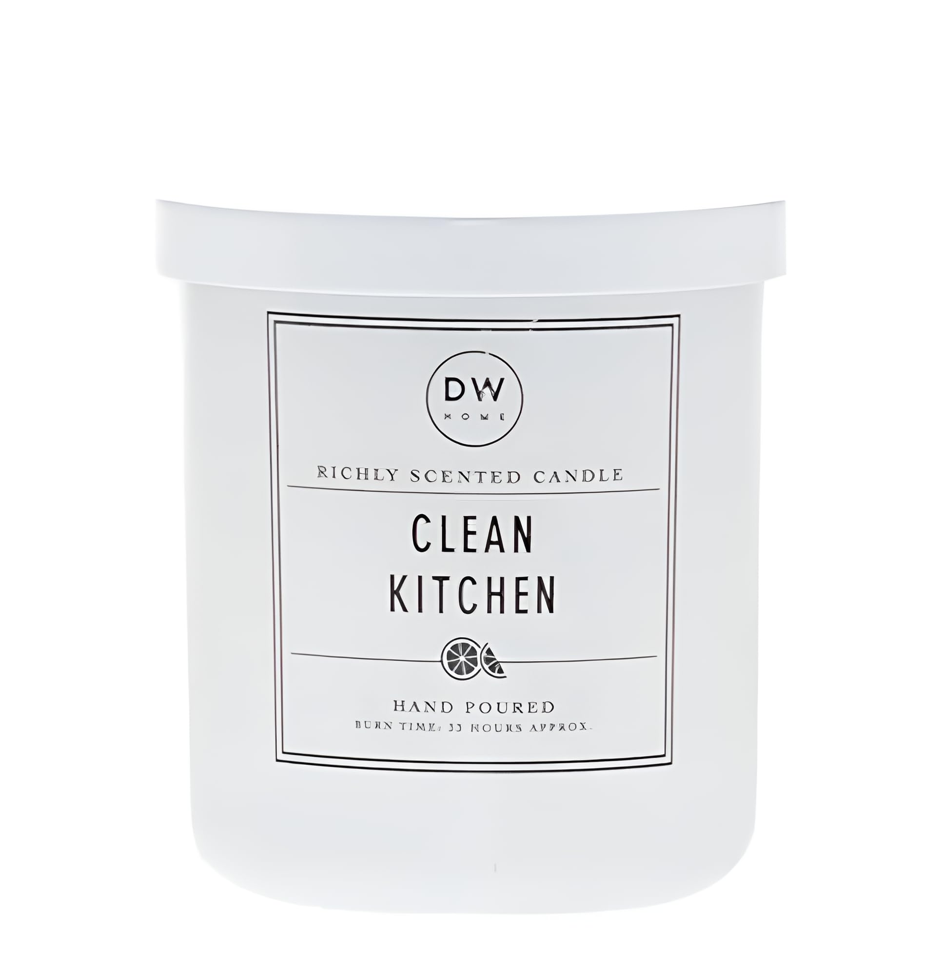 DW Home Clean Kitchen Candle medium size hand poured single wick with lemon and lime fragrance and eco friendly design