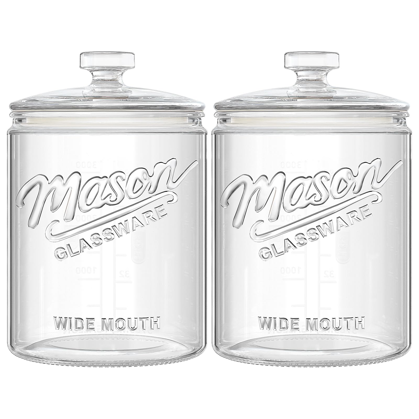 Dwbligt 2 Pack 1 Gallon Glass Cookie Jar with Lid on pantry shelf